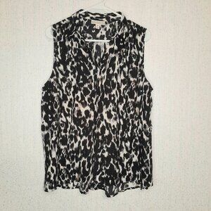 DANA BUCHMAN Black & White Sleeveless Blouse Size XL